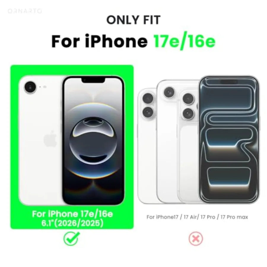 Compatible with iPhone 17e Case and for iPhone 16e Case 6.1, Liquid Silicone 3 Layers Full Covered Soft Gel Rubber Shockproof C