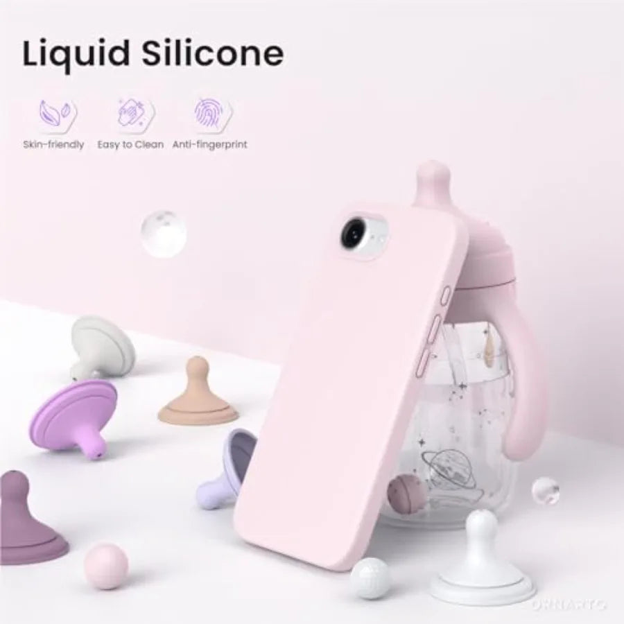 Compatible with iPhone 17e Case and for iPhone 16e Case 6.1, Liquid Silicone 3 Layers Full Covered Soft Gel Rubber Shockproof C